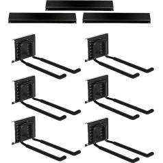 Ski Rack Wall Mount - Robust Storage System with 6 Non-Slip Hooks, Space Saving Wall Organiser for Skis and Poles | for Garage, Shed, Basement, Home, Sports Accessories