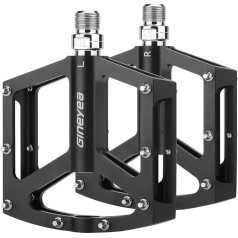 Bicycle Pedals, CNC Aluminium 9/16 Inch Flat Pedals, Flat Pedals with Non-Slip Platform & Cr-Mo Steel Axle for Road Bike, MTB, E-Bike