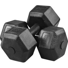 Yaheetech Set of 2 Dumbbells 5/7.5/10 kg Dumbbells Rubber Cast Iron Hexagon Dumbbells Weights Training for Aerobics, Gymnastics and Fitness