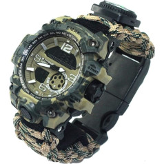 Survival Military Digital Watch Outdoor Camping Survival Watch Multifunctional Wristband Compass Whistle Paracord Bracelet Equipment Tool Kit, Autumn leaves