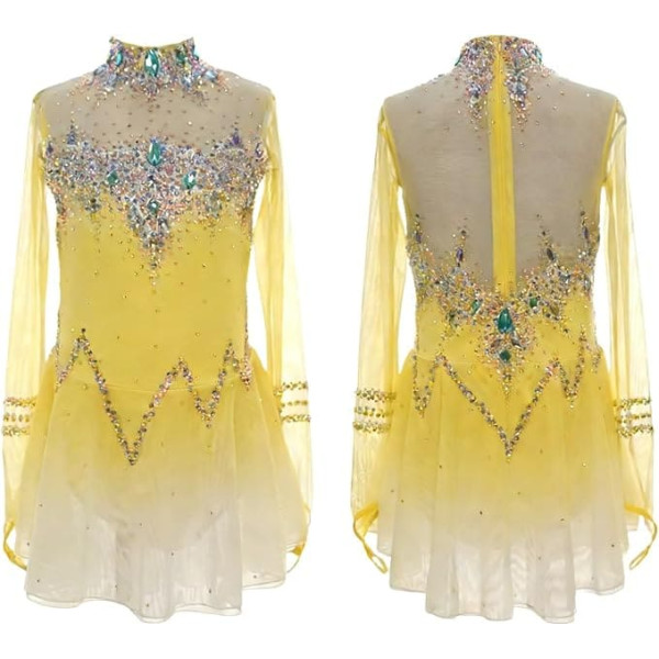 Eiskunstlaufkleid For Mädchen Und Frauen, Langärmelig, Handgefertigte Eiskunstlauf-Kleidung For Auftritte Im Urlaub