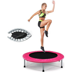 LIFEZEAL Foldable Fitness Trampoline Diameter 97 cm, Mini Training Trampoline with Springs, Robust Steel Frame, Load 150 kg, Fitness Springer for Children, Adults