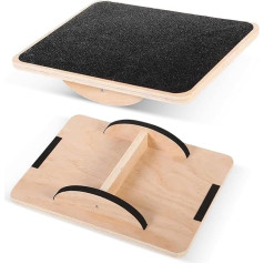 Balance Board Wooden Surf Sports Balance Platform Non-Slip Footrest for Physiotherapy Fitness, Balance Trainer Wobble Board Foot Rocker Calf Stretcher