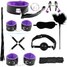 Purple 10 Pieces Leather Leisure Fitness and Hip Exercise Set Accessories, Used for Yoga Practice, Adjustable Size, Pair Gift