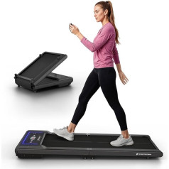 Sportstech Walking Pad sWalk Fold, Laufband für Zuhause Klappbar mit LED-Beleuchtung, App-Steuerung, bis 6 km/h, kompakt mit Transportrollen, leises Treadmill, Home Office & Schreibtisch, bis 120 kg
