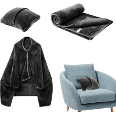 Compact Airplane Travel Blanket, Travel Blanket and Pillow, Pillow Combination for Air Travel, Lightweight Flannel Travel Blanket, Warm Blanket for Travel