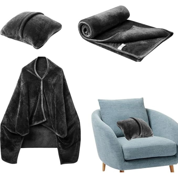 Compact Airplane Travel Blanket, Travel Blanket and Pillow, Pillow Combination for Air Travel, Lightweight Flannel Travel Blanket, Warm Blanket for Travel