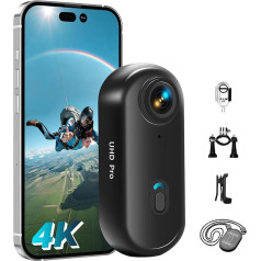 Action Cam 4K and 16 GB Memory Card Mini Underwater Camera Waterproof up to 30 m, 360° Helmet Camera Bicycle, Hands-Free POVs, Bodycam Body Camera, Action Camera, Small Camera