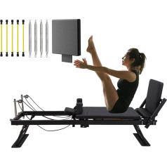 Foldable Pilates Reformer Machine with Jumping Board and Multiple Springs, Ideal for Indoor Stretching, Balance and Yoga Exercises