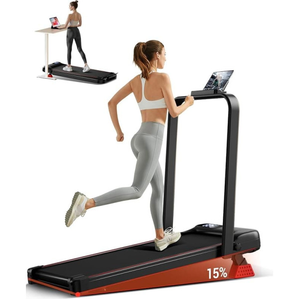 UMAY Walking Pad with Incline 15%, Treadmill for Home Foldable with Incline and Triple Damping and Remote Controls, Treadmills Max. Load 136 kg