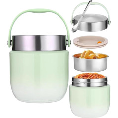 Isolierter Lebensmittelbehälter, 1200 ml Fassungsvermögen, auslaufsicherer, tragbarer Thermo-Lunchbehälter für den täglichen Gebrauch, Reisen, Sport, Fitnessstudio, Strand, Wandern, Camping, Angeln