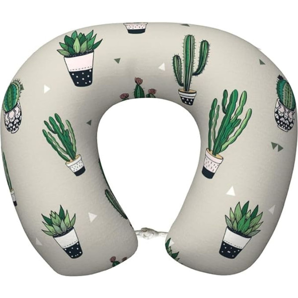 Grüner Kaktus Reisekissen Flugzeug Reise Nackenkissen Memory Foam Schlafen Maschinenwaschbar Festival