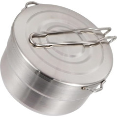 Stainless Steel Camping Pot Foldable Lightweight Outdoor Cookware Robust Non-Slip Handle Multifunctional for Backpacking Hiking Picnic