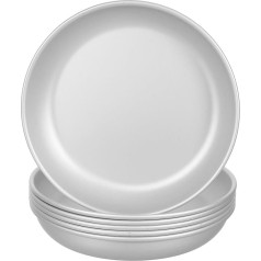 6 Stück Teiliges Edelstahlteller Campinggeschirr Rundes Stabiles Tablett für Picknick Grill Wandern Leicht Tragbar rutschfest Vielseitig Einsetzbar für Outdoor Mahlzeiten