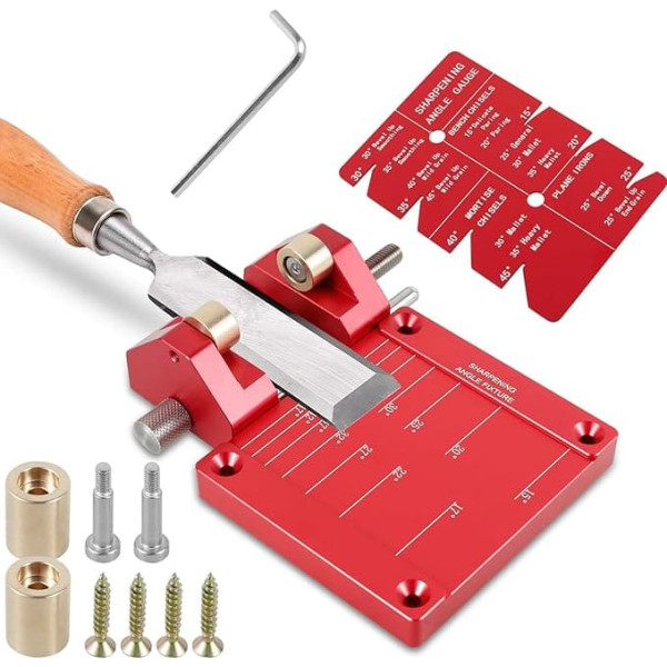 Honeing Guide Tool Aluminium Alloy Chisel Sharpening Sharpening Adjustable Woodworking Sharpener Holder Bracket Angle Wood Chisel Sharpening Holder with Double Roller for 5/32 Inch 3 Inch