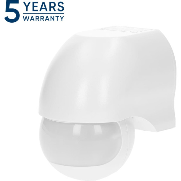 Kustības sensors 180st, vertikāla un horizontāla regulēšana, IP44, 1200W, balts