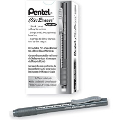 Pentel ZE22A Clic Eraser Pencil-Style Grip Eraser, Black