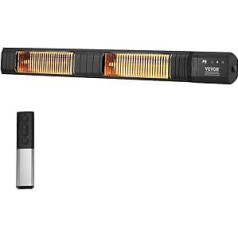 VEVOR Heater 3000W Heater with Remote Control IP65 Protection Carbon Infrared Outdoor Heater with 9 Gears and Timer for Porch Patio Dining Room Studio Backyard Wall Mounted