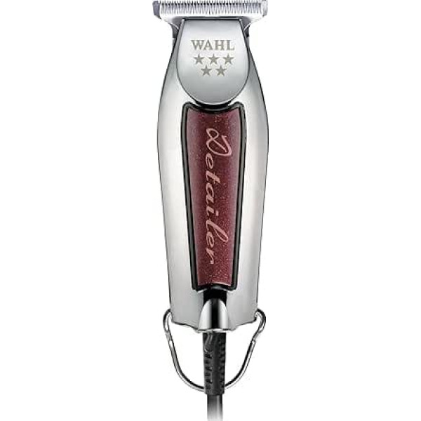 Wahl Wide Detailer Trimmer - Powerful Wired Trimmer with Extra Wide T-Blade for Edge Processing and Detail Work, Chrome/Burgundy