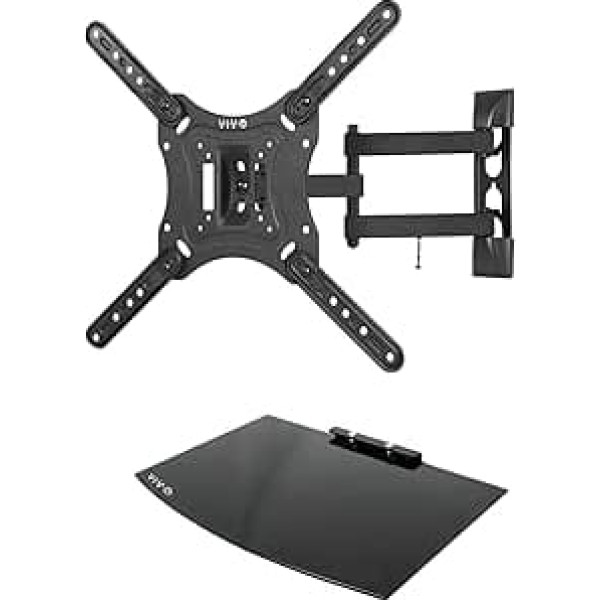 VIVO Black TV Adjustable Tilt Wall Mount & Entertainment Shelf Floating AV DVD Shelf for Screens up to 55 Inches (Mount-vwsf1)