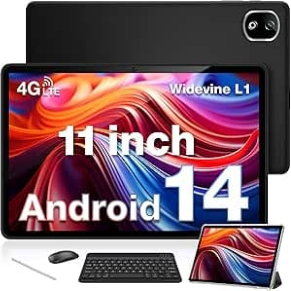 DOOGEE T30E Tablet with Keyboard + Case + Pen + Mouse, Android 14 Tablet 11 Inch, 9GB RAM + 128GB ROM (1TB TF), 8000mAh, Tablets LTE, 13MP Camera, Octa-Core, 4G Dual SIM Android Tablet/OTG/GPS