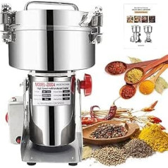 Electric Grain Mill, 2000 g, Electric Mill, High Speed Stainless Steel Graining Beef & Commercial Motor Millstone Mill, Grain for Herbs/Spices/Nuts/Drinks