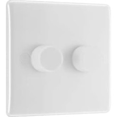 BG Smart Double Master/Primary Wall Dimmer Light Switch WiFi App Voice Assistant and Manual Control 2 Way Round Edge 800 Series White Molded 881M/HC
