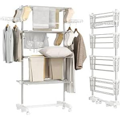 Portable clothes drying rack by Homcom®, airer, laundry dryer with side sections, foldable to 3 or 4 tiers, 142 x 55 x 172 cm