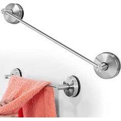 LALAGO 55 cm Suction Cup Towel Holder 304 Stainless Steel Suction Cups Suction Cups Bath Towel Holder No Drilling Waterproof Bathroom Towel Rail Vacuum for Shower Wall, Load Capacity 5 kg/PC Silver
