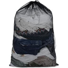 Large Mesh Laundry Bag 90x60cm Heavy Duty Mesh Laundry Bags Drawstring Lockable Wash Bags for Ball Storage, Travel, Family and Apartment Dwellers, Black