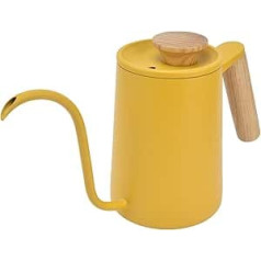 Filterkaffeemaschine mit Langer Öffnung, Ergonomischer Griff, Edelstahl-Schwanenhalskessel Zum Zubereiten von Tee zu Hause, Gelb (600 ml)