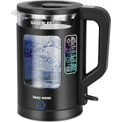 Glass Kettle 1.7 Litres, 3000 W with Keep Warm Function, Blue LED Interior Lighting, 360° Rotating Base, Shut-Off and Boil Dry Protection, Best Borosilicate Glass, BPA-Free, Black