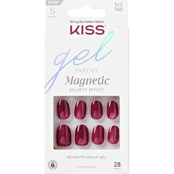 KISS Gel Fantasy Set Us Free Red Short Oval Shape - 28 Salon Quality Press On Art Nails for Sticking DIY 2g Nail Glue, 1 Manicure Stick, 1 Mini File