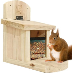 Eichhörnchen-Futterstation für Draußen - Holzernes Nagfestes Dachfutterhaus,Nagfeste Dach Und Extra Langer Sitzbrett Eichhörnchenhaus,Für Haustiere Wildtiere Draußen Zuhause Balkon Garten