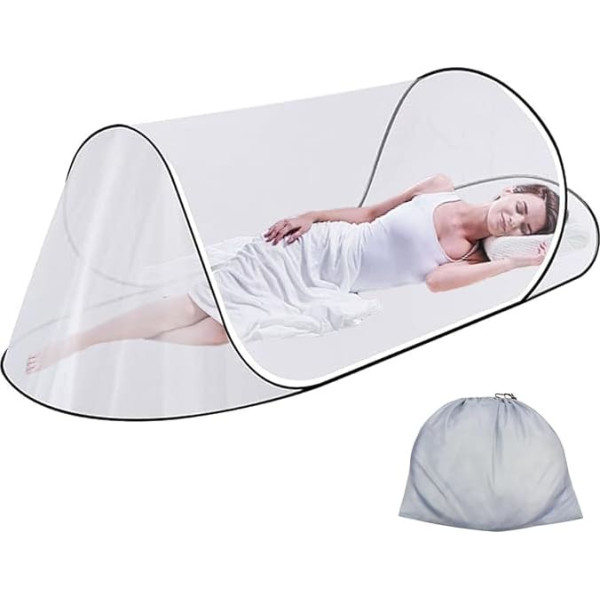 Pop Up Mosquito Net, 200 x 80 x 56 cm, Foldable Mosquito Net, Portable Camping Tent, Mosquito Net Bed for Bed, Travel, Outdoor Campin, Comfortable, Quick and Portable