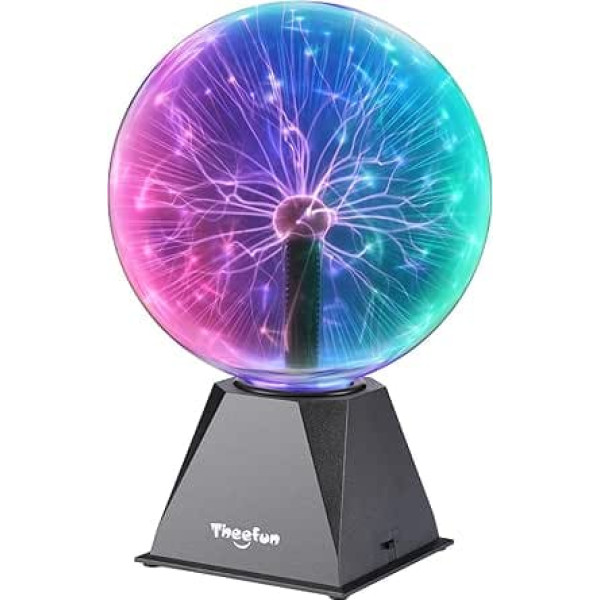 Theefun 8 Inch Plasma Ball, Magic Plasma Ball, Magic Ball, Touch & Sound Activated Light Lamp, Educational Physics, Plasma Lamp for Christmas, Gift, Parties, Decorations (3 Colours)