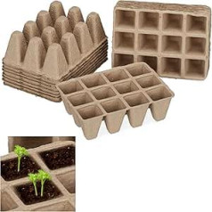 Relaxdays Biodegradable Plant Pots Set, Square 204 Plant Pots Cellulose, Height: 5 cm, beige.