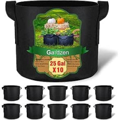 Gardzen 10 Pack 25 Gallon Grow Bags 30 Gallon Aeration Fabric Pots with Handles