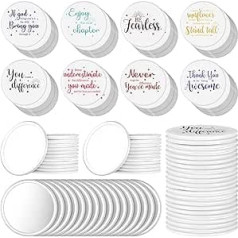 Kigley 2.8 inch Inspirational Compact Mirror Round Portable Pocket Makeup Glass Mirror Purse Mini Mirror for Women Teacher Girls Coworkers Friends (White Base, 96pcs)