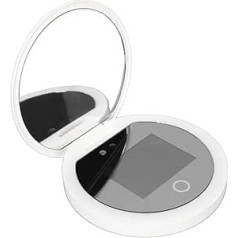 Dpofirs Portable Travel Compact Mirror with UV Camera for Sun Protection Tests, Illuminated Mirror with 2x Magnification for Handbag Bag, 3.5 Inch Pocket Size L