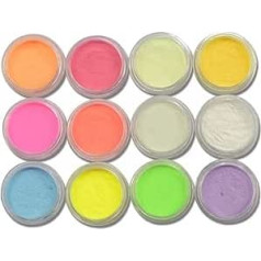 12 Colours Neon Pigment Nail Powder Dust Nail Glitter Powder for Nails Nail Powder Luminous Pigment Powder DIY Nail Art