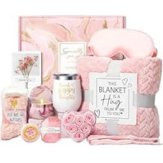 Women's Gift Basket, Self-Care Spa Kit for Women, Relaxation Box with Flannel Blacket, Perfect for Postnatal Care, Mother's Day, Retirement and Birthday Presentations