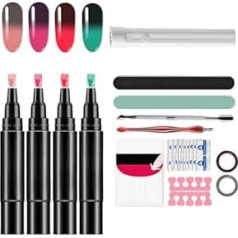 Professional Nail Pen Set - 4 Colours per Set with Tool, Nail Polish Pen, 3-in-1 Nail Polish Pens, Quick Drying for Women, Simple Nail Polish Pens for DIY Nail Art (1 Set (24 Pieces)-I)