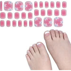 Semi Cured Gel Pedicure Strips Toenail Stickers Full Nails Wraps for Women Semi Cured Strips Toenail Stickers Toe Wraps French Lace