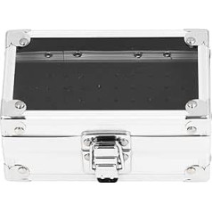 Nagelbohrer-Halter, Nagelbohrer-Organizer, Aufbewahrungsbox aus Aluminiumlegierung mit transparentem Klappdeckel und sicherem Verschluss-Design, Ständer mit mehreren Löchern für (Silber)