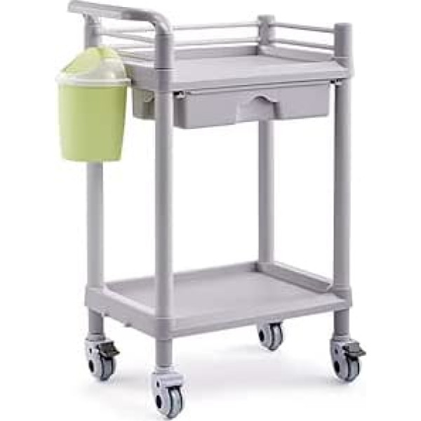 Multifunktionaler Aufbewahrungswagen, Recyclingfahrzeuge, 2 Tiers Spa Salon Beauty Trolley Friseur Färbewerkzeug Aufbewahrungswagen Mit Rädern, Grau, Bremsendesign, Sammelfahrzeuge, Style-2,Sti