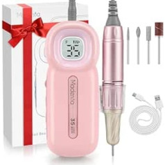 Madenia Nail Drill 35000RPM Rechargeable - Cordless Electric Nail Files for Acrylic and Gel Nails, 35 Adjustable Speed E File, Portable Manicure Pedicure Kit Gifts for Women Mum