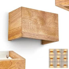 HOFSTEIN Badajoz Wall Light, Modern Wall Lamp Made of Wood/Metal in Natural/White, Indirect Lighting, Square Light with Various Up & Down Light Effects in Scandinavian Design, 1-Bulb G9