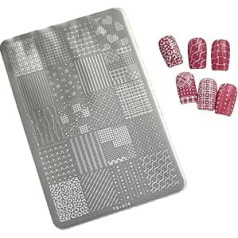 Kompakte Edelstahl-Stempelplatte mit zarten karierten Spitzenmustern, geeignet für mühelose Maniküre, Spitzennagelstempelplatte