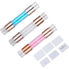 ARTIBETTER 3 Stück Doppelseitiges Nagelkunst Stempel aus Robustem Material in Weiß Pink und Blau Maniküre Zubehör für Anfänger und Salon Geeignet für Nagelarten und Stamping Lack